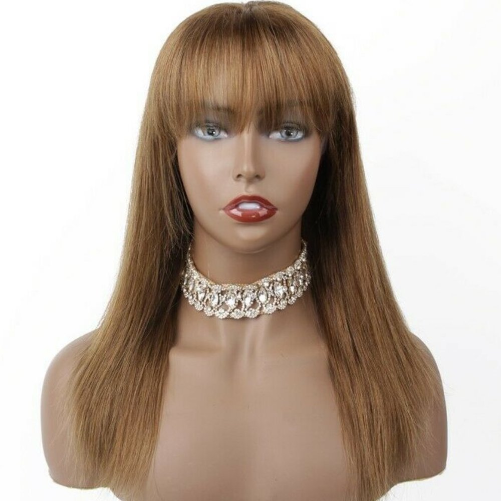 100% Human Hair Lace Front Wig with bang Hard Lace